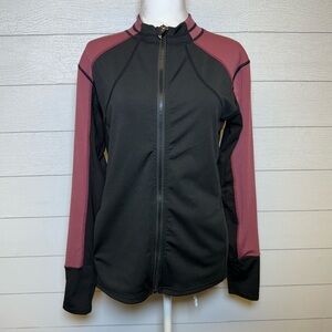 Otos Women's Black and Mauve Active Zip Jacket Size large